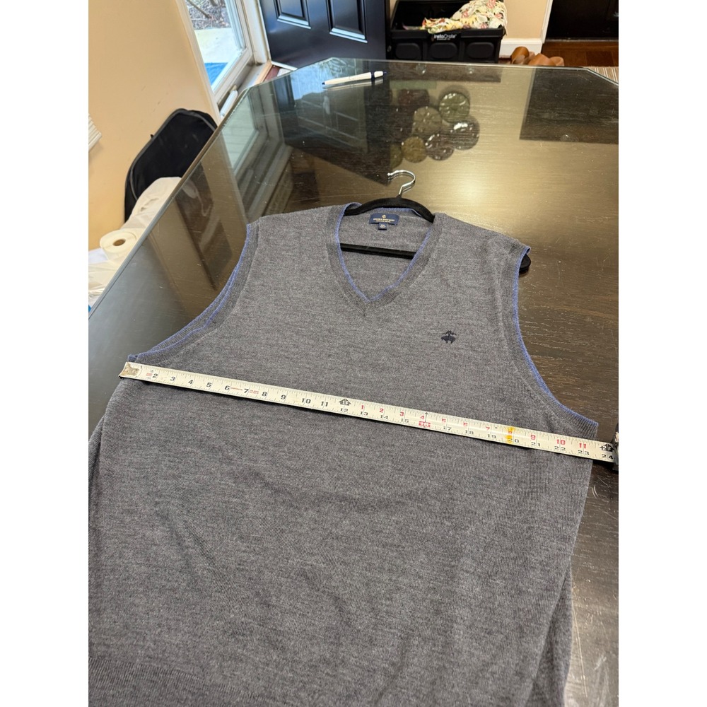 Brooks Brothers Mens XXL Extra Fine Merino Wool V-Neck Sweater Vest Grey - Picture 3 of 5